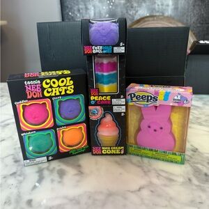 Peeps Pink Bunny & Assorted NeeDoh Squish Toys - Bright Pastels